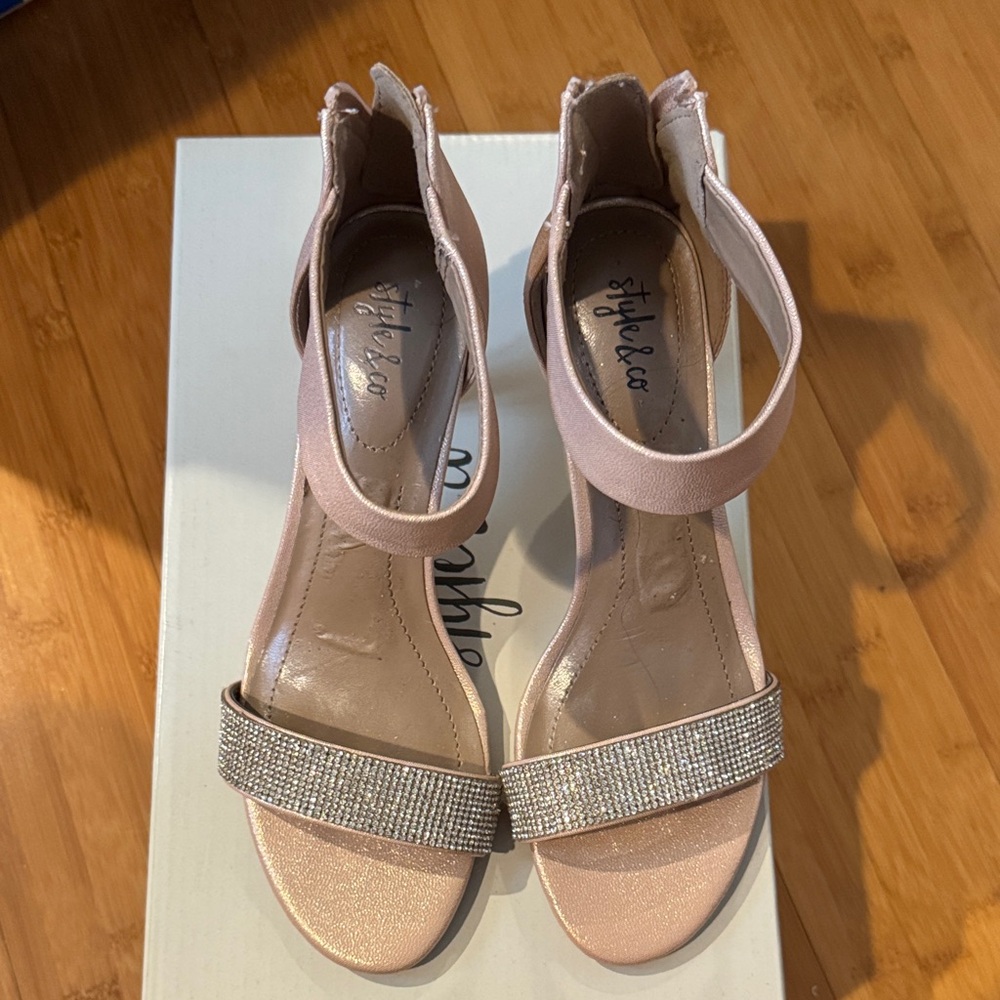 Style & Co. Women's Blush Heels with Rhinestone Accent